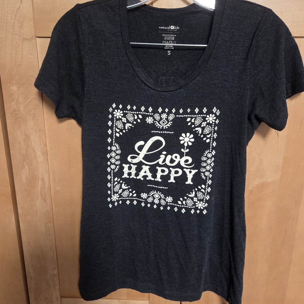 NATURAL LIFE Black Graphic Fitted Short Sleeve Tee